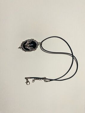 Gothic Flying Bat Vintage Pendent necklace  Goth Emo BLACK